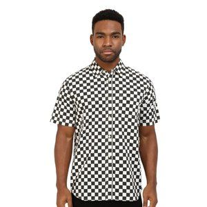 Vans black and white checkered button down shirt